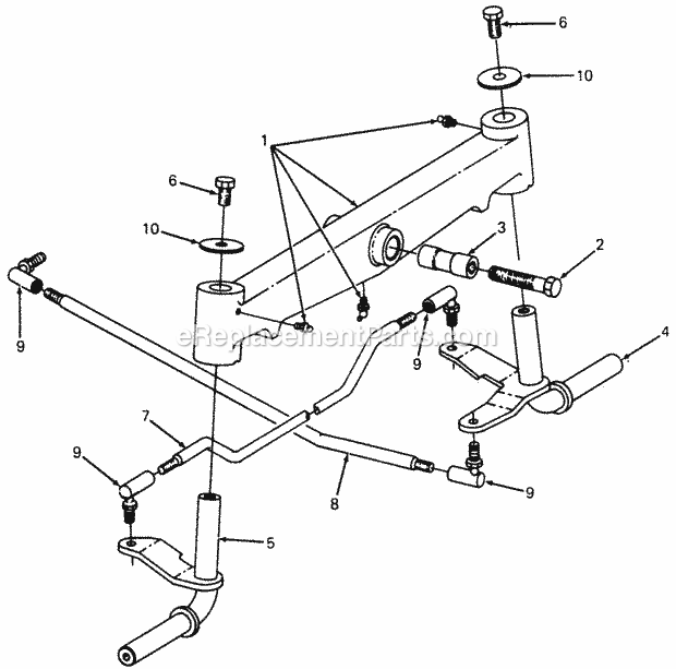 Front Axle & Connections Diagram and Parts List for 1105 135-292-100, 135-292-399, 0350039U, 136-292-1 Cub Cadet Lawn Mower